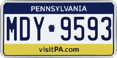 PA license plate MDY9593