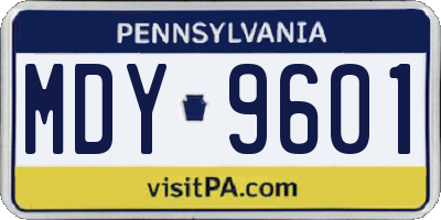 PA license plate MDY9601
