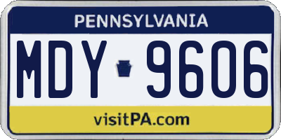 PA license plate MDY9606