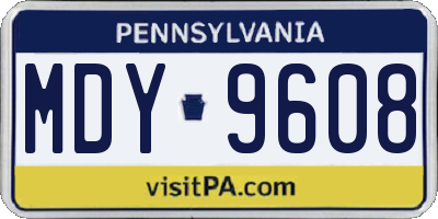 PA license plate MDY9608