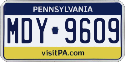 PA license plate MDY9609