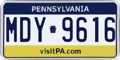 PA license plate MDY9616