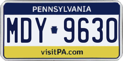 PA license plate MDY9630