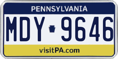 PA license plate MDY9646