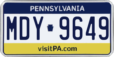 PA license plate MDY9649