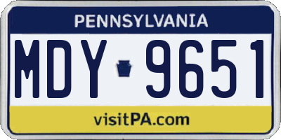 PA license plate MDY9651