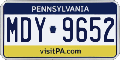 PA license plate MDY9652