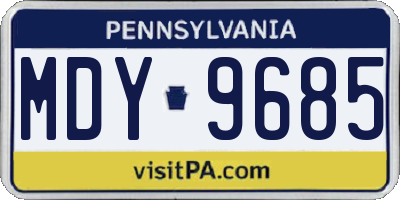 PA license plate MDY9685