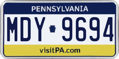 PA license plate MDY9694
