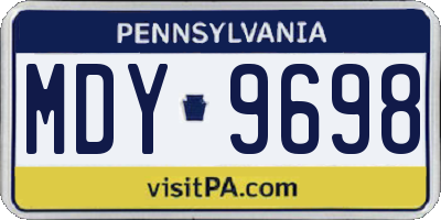 PA license plate MDY9698