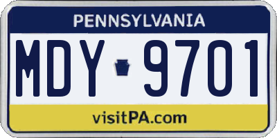 PA license plate MDY9701