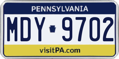 PA license plate MDY9702