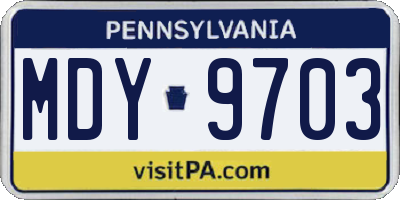 PA license plate MDY9703
