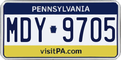 PA license plate MDY9705