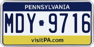 PA license plate MDY9716