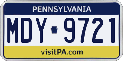 PA license plate MDY9721