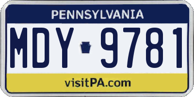 PA license plate MDY9781