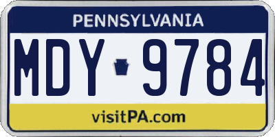 PA license plate MDY9784