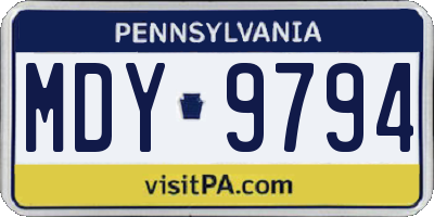 PA license plate MDY9794