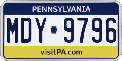 PA license plate MDY9796