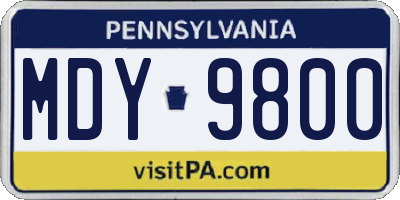 PA license plate MDY9800