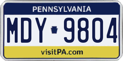 PA license plate MDY9804