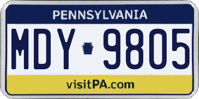 PA license plate MDY9805