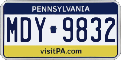 PA license plate MDY9832
