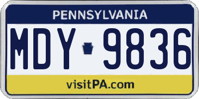 PA license plate MDY9836