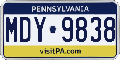 PA license plate MDY9838