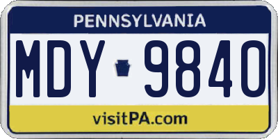 PA license plate MDY9840