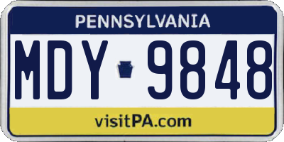 PA license plate MDY9848