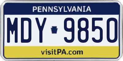 PA license plate MDY9850