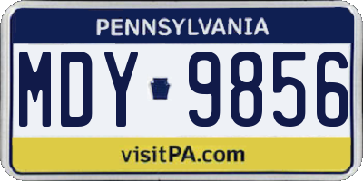 PA license plate MDY9856