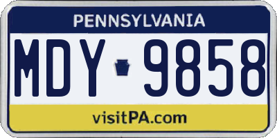 PA license plate MDY9858