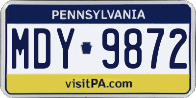 PA license plate MDY9872
