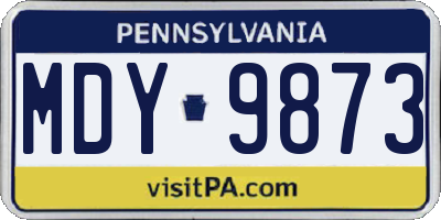 PA license plate MDY9873