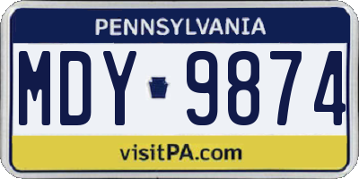 PA license plate MDY9874