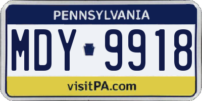 PA license plate MDY9918