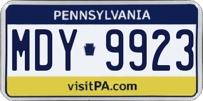 PA license plate MDY9923