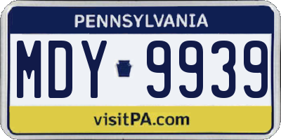 PA license plate MDY9939