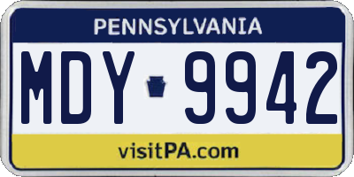 PA license plate MDY9942