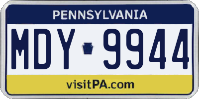 PA license plate MDY9944