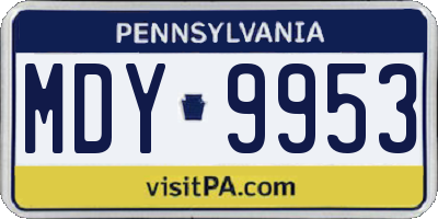 PA license plate MDY9953