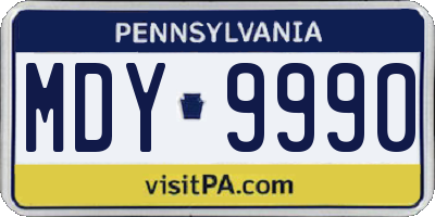 PA license plate MDY9990