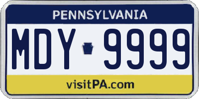 PA license plate MDY9999