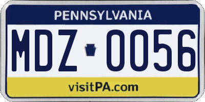 PA license plate MDZ0056