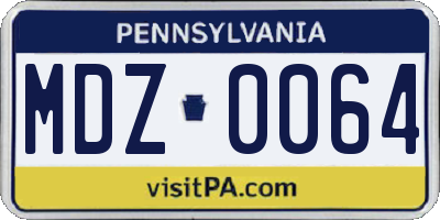 PA license plate MDZ0064
