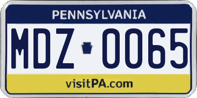 PA license plate MDZ0065