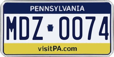 PA license plate MDZ0074